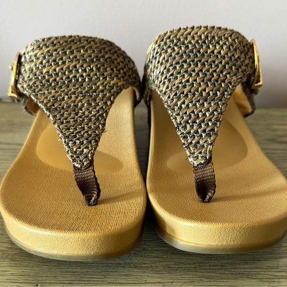 Aetrex Kate Thong Wedge Sandals Brown Woven - Picture 6 of 12
